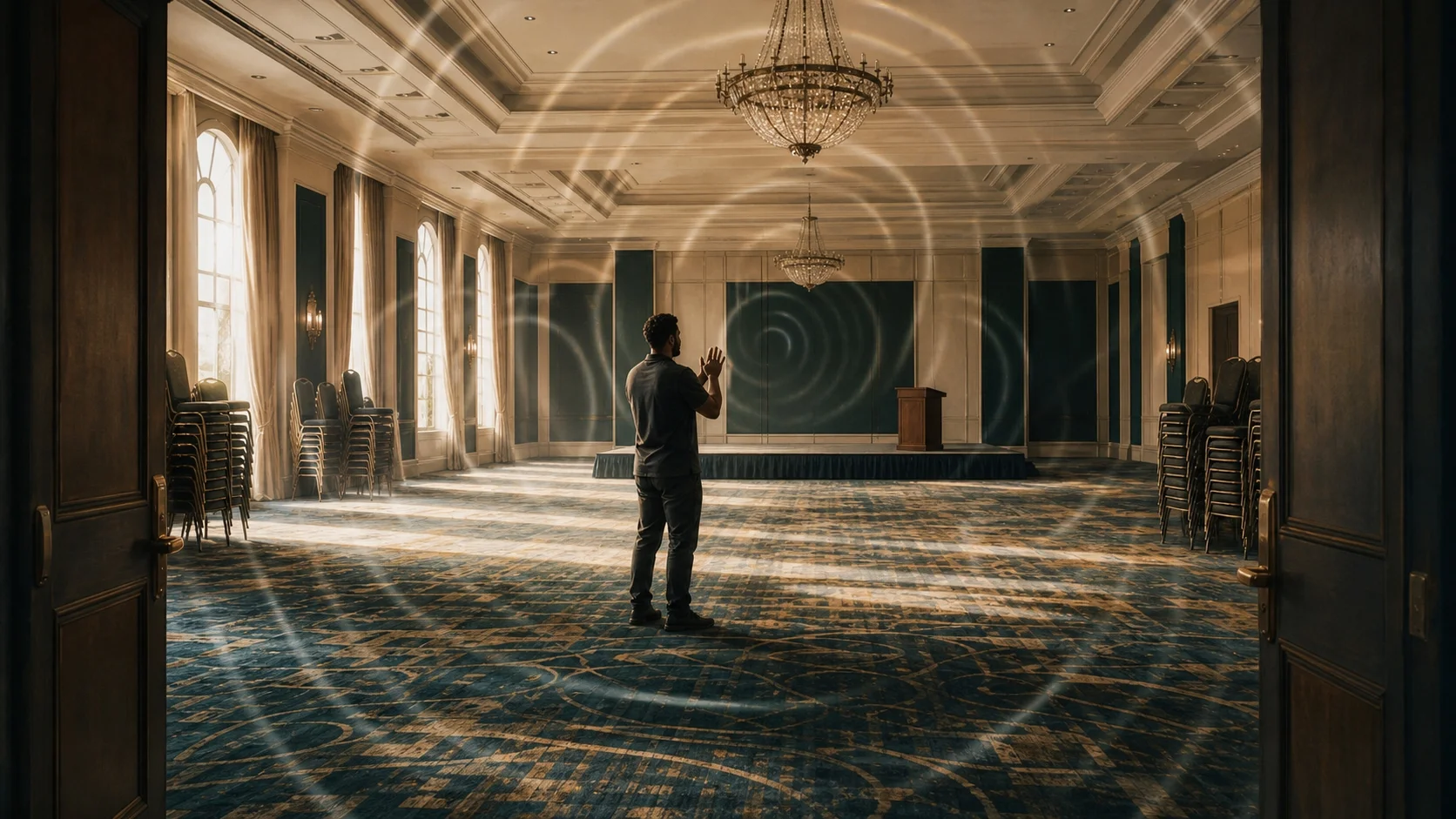 Walking the room and listening to the echo