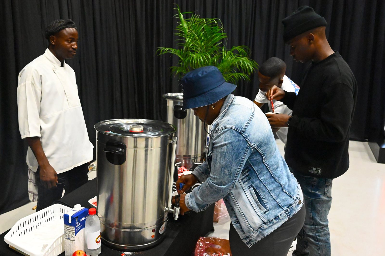 Catering and drinks being served at a corporate event