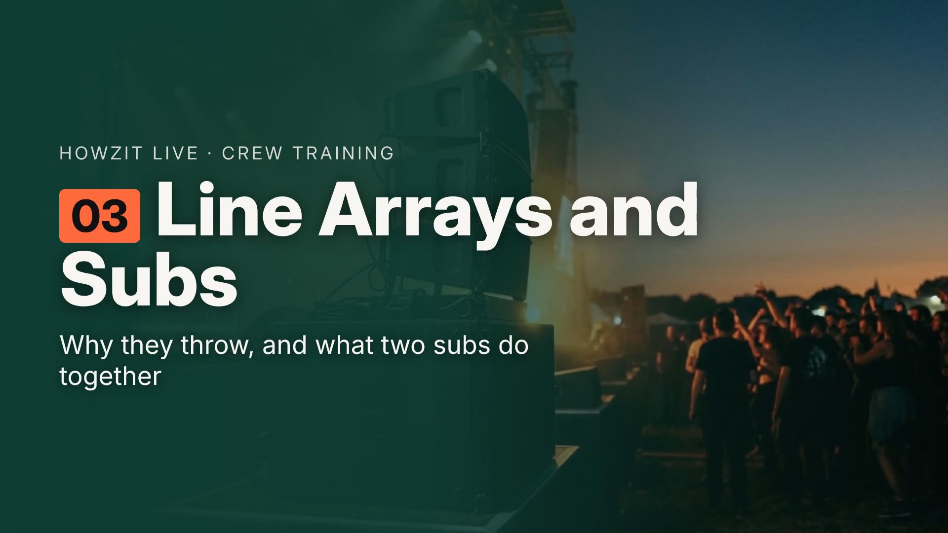 Line Arrays & Subwoofers — training module poster